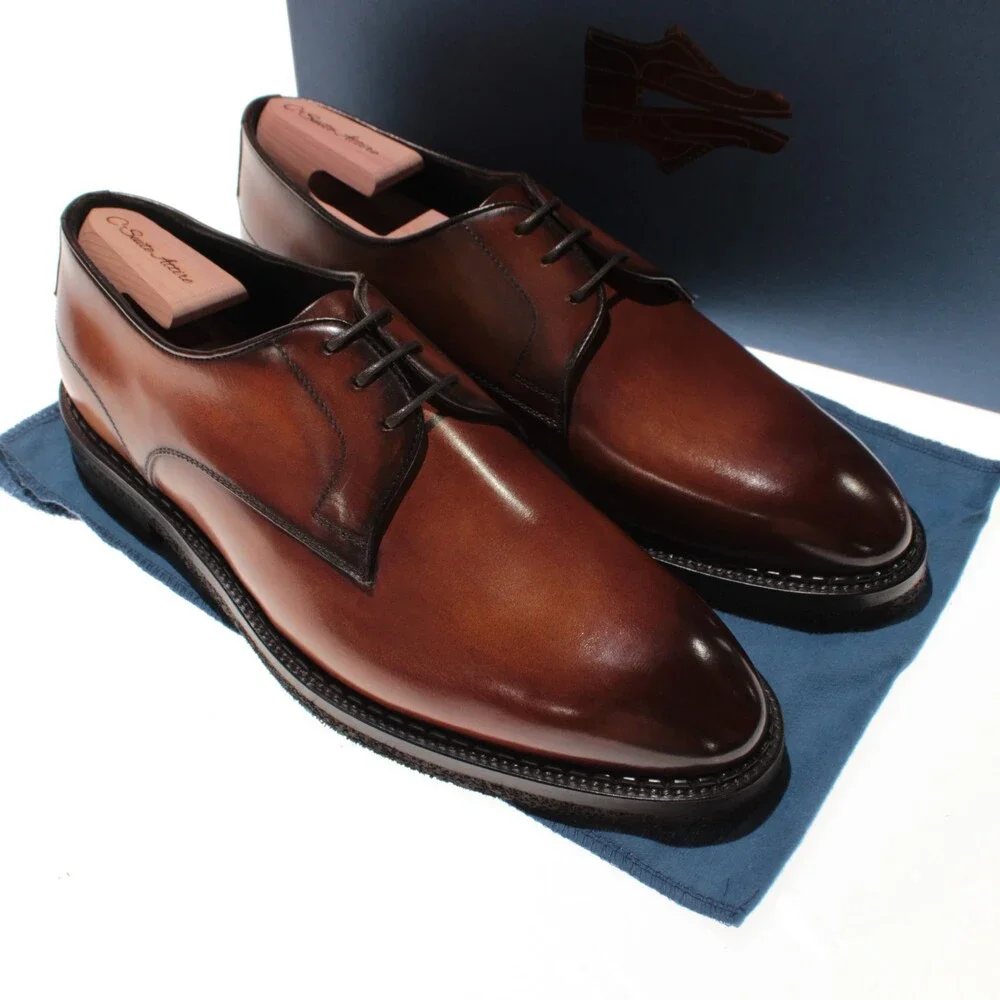 Di Bianco NWB Derby Dress Shoes Size 11.5 US in Brown Leather